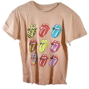 {NWT} The Rolling Stones Multi Logo Short Sleeve Graphic T-Shirt- Beige Large